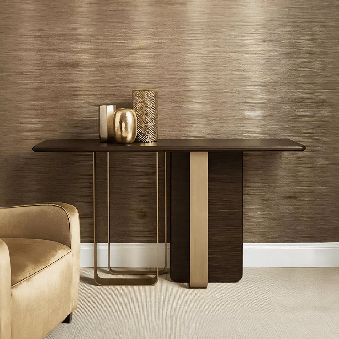 Barbican Console Table, Gold And Rosewood - Miola