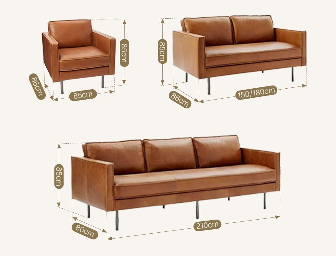 Barbican Two Seater, Three Seater Sofa, Real Leather - Miola