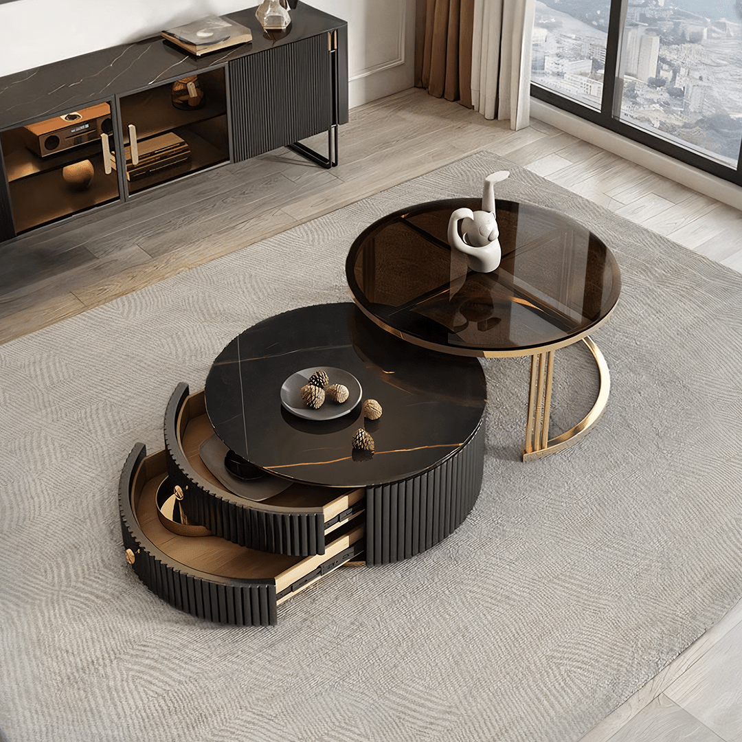 Bblythe Nesting Coffee Table Set, Black - Miola
