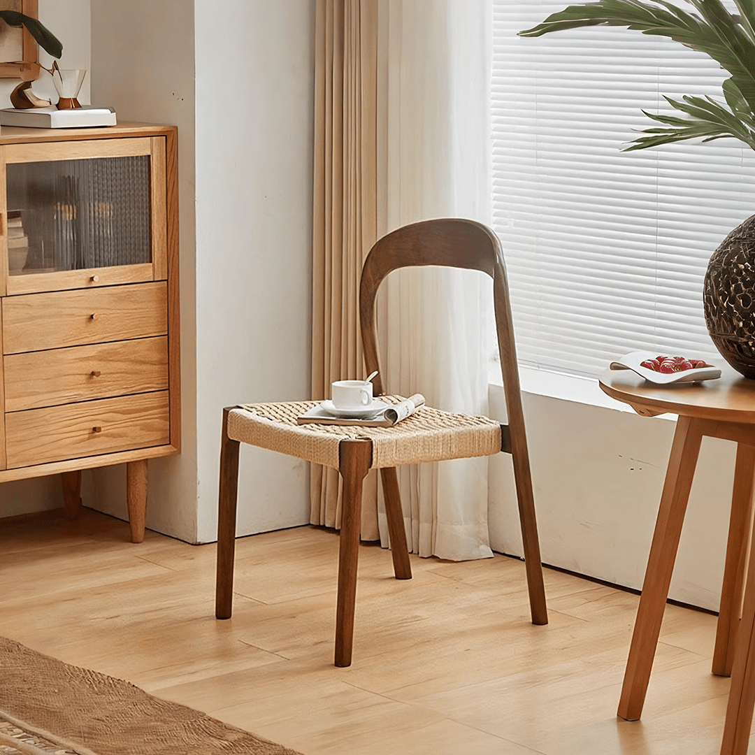 Bonnie Dining Chair, Rattan & Solid Wood - Miola