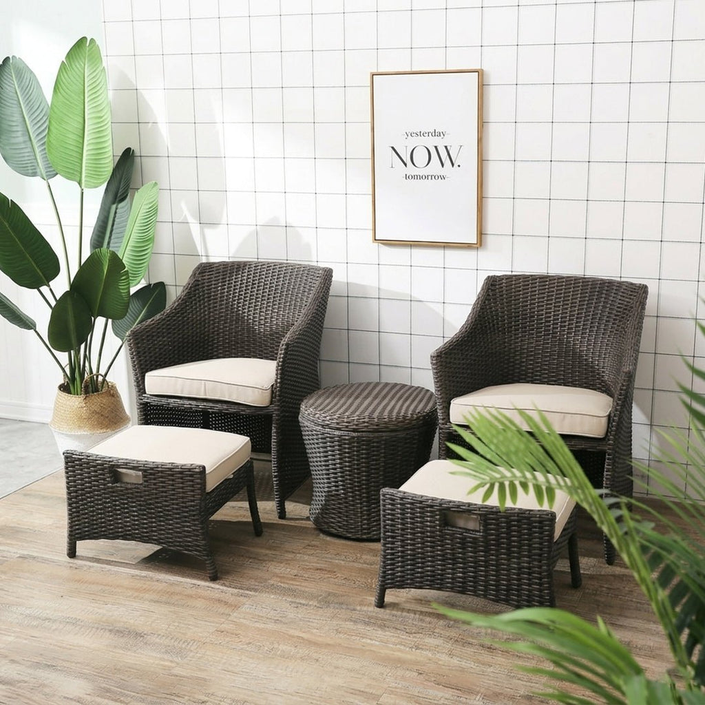Bosco Rattan Garden Armchair And Ottoman, Indoor/ Outdoor Furniture - Miola
