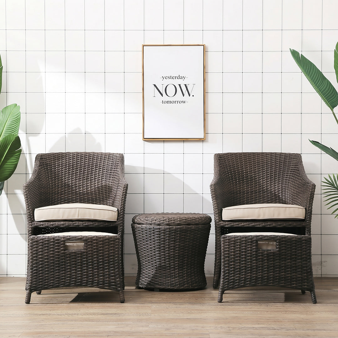 Bosco Rattan Garden Armchair And Ottoman, Indoor/Outdoor Furniture - Miola