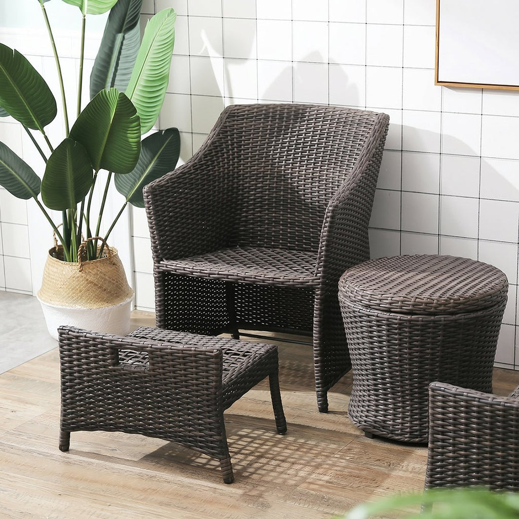Bosco Rattan Garden Armchair And Ottoman, Indoor/ Outdoor Furniture - Miola