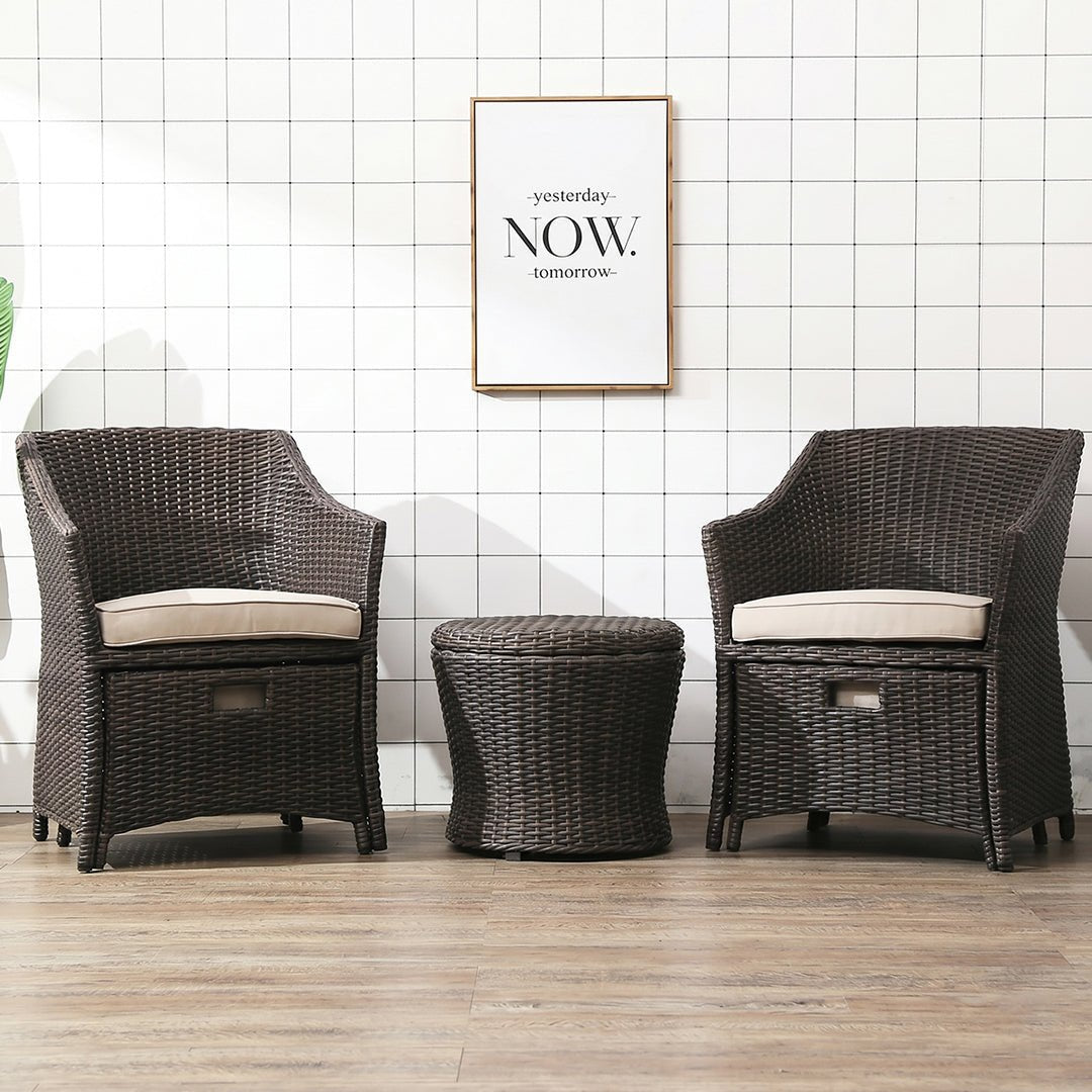 Bosco Rattan Garden Armchair And Ottoman, Indoor/ Outdoor Furniture - Miola