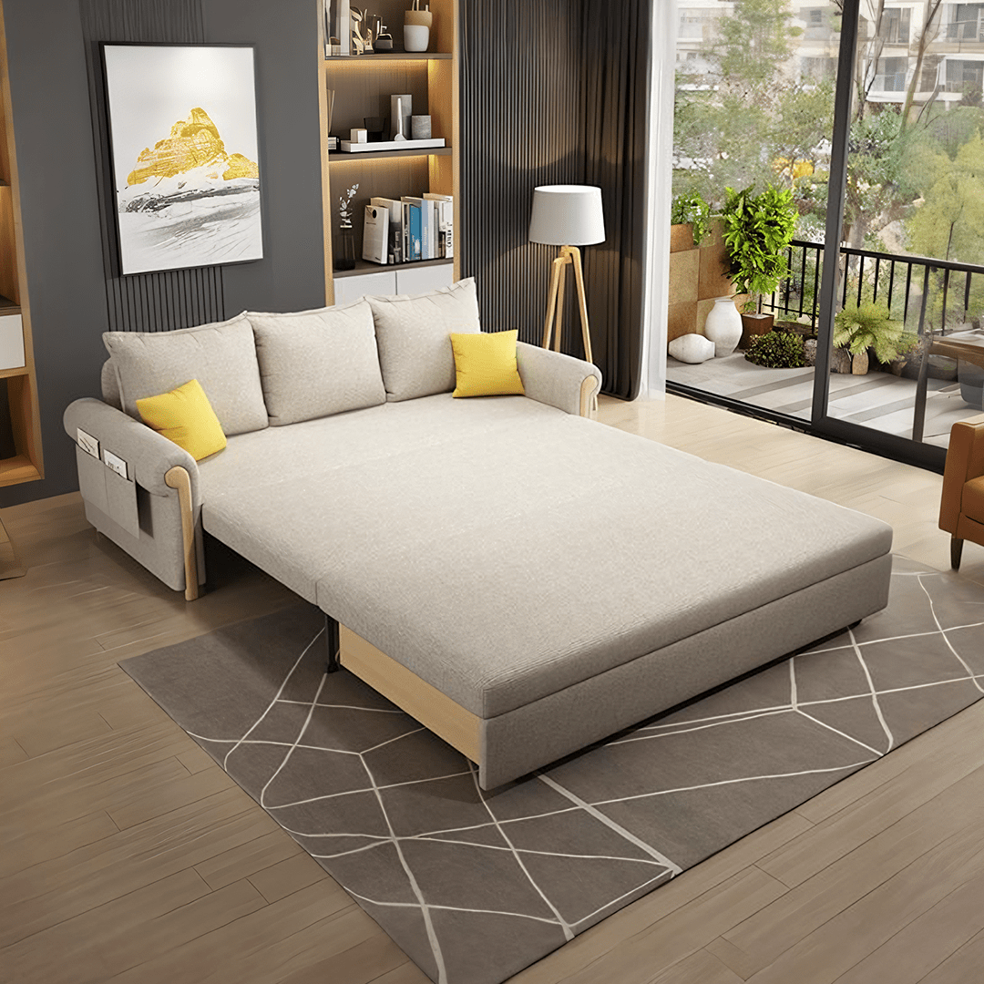 Braylene Two Seater Sofa Bed, Linen - Miola