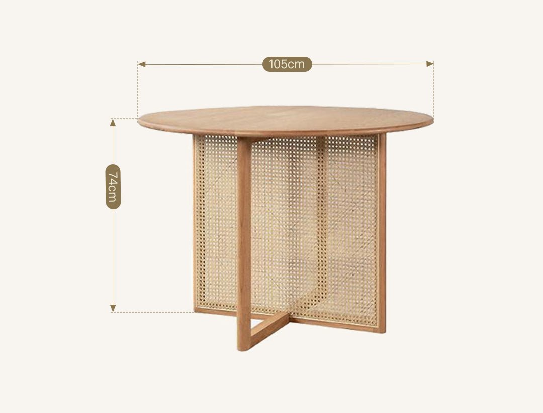 Bruce Rattan Dining Table, Light Oak, Round - Miola