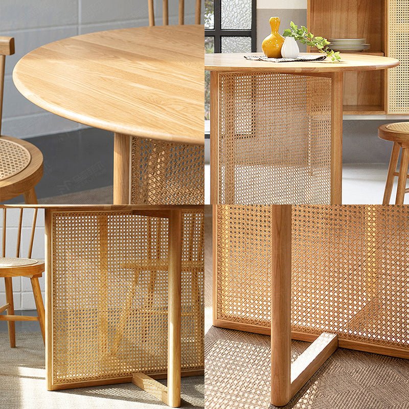 Bruce Rattan Dining Table, Light Oak, Round - Miola
