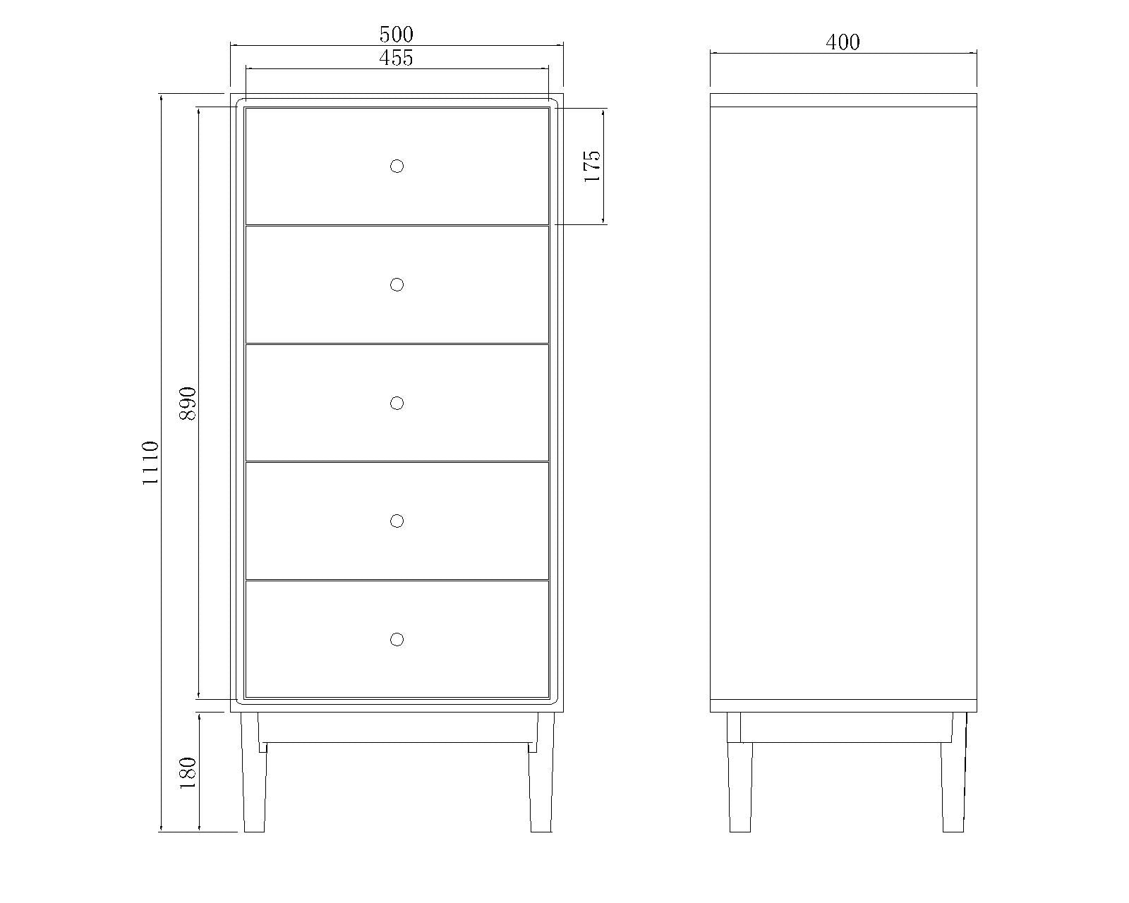 Wright Oak Tallboy Chest of 5 Drawers - Miola