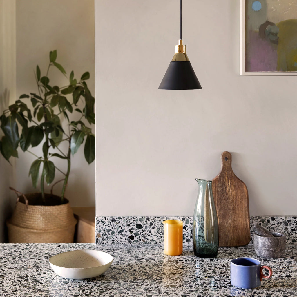 Charcoal grey cone pendant ceiling light - Miola