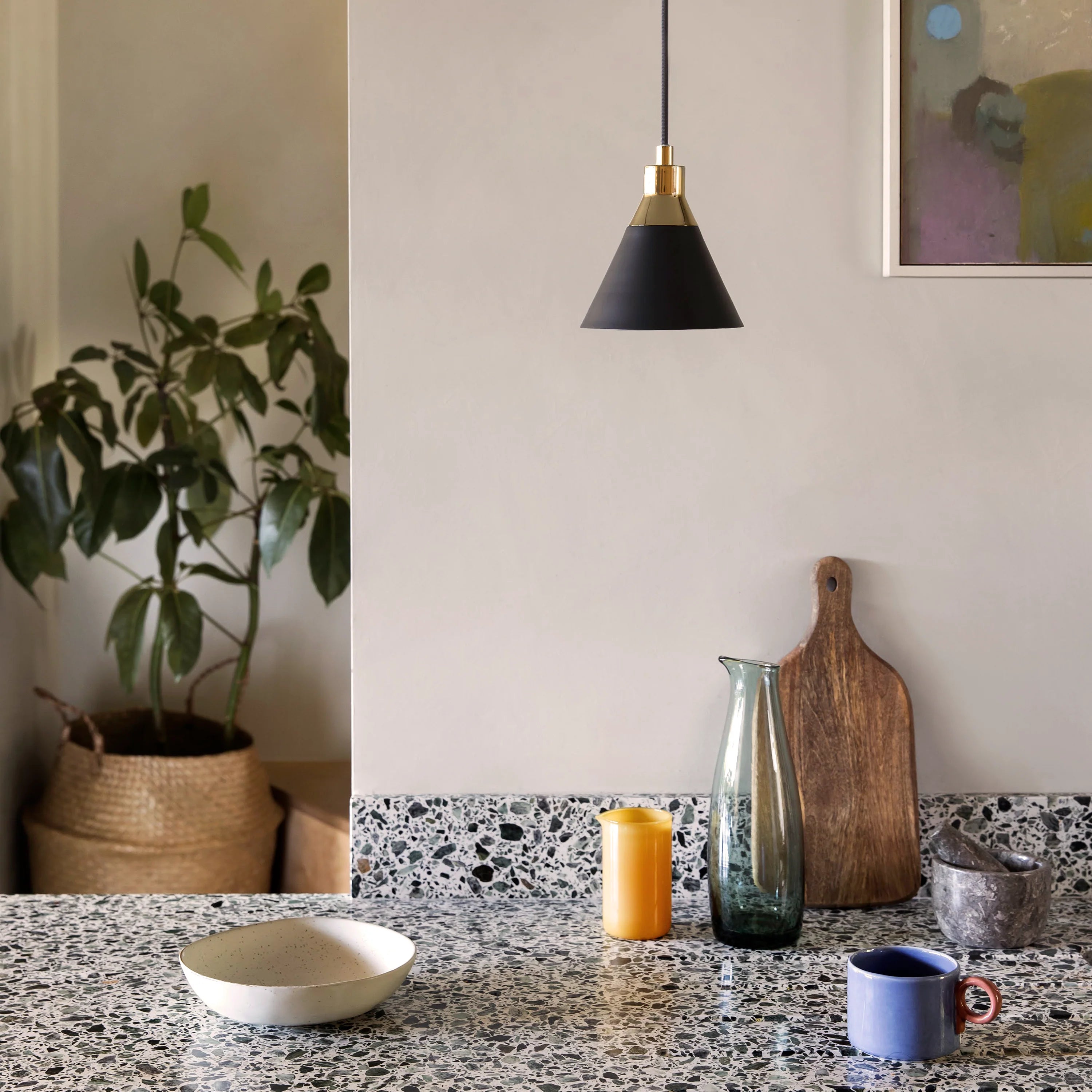 Charcoal grey cone pendant ceiling light - Miola
