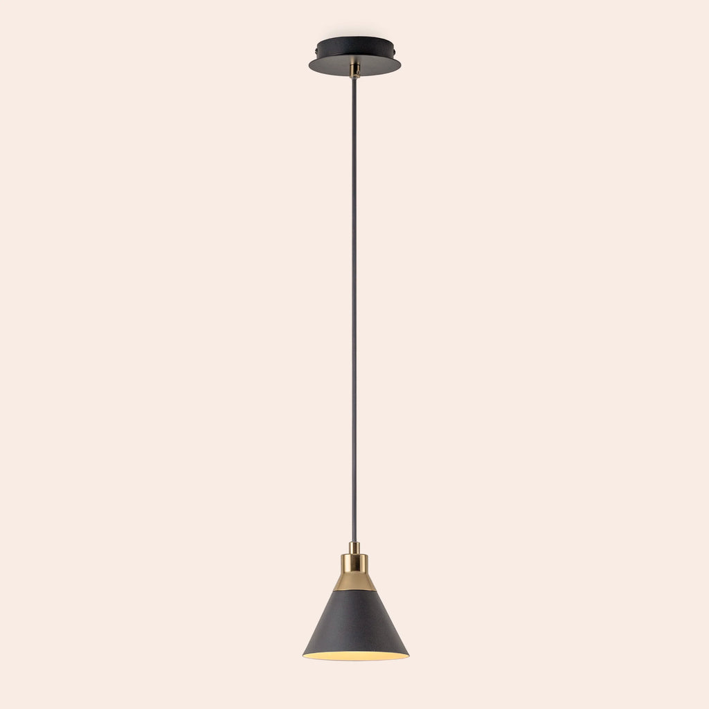 Charcoal grey cone pendant ceiling light - Miola