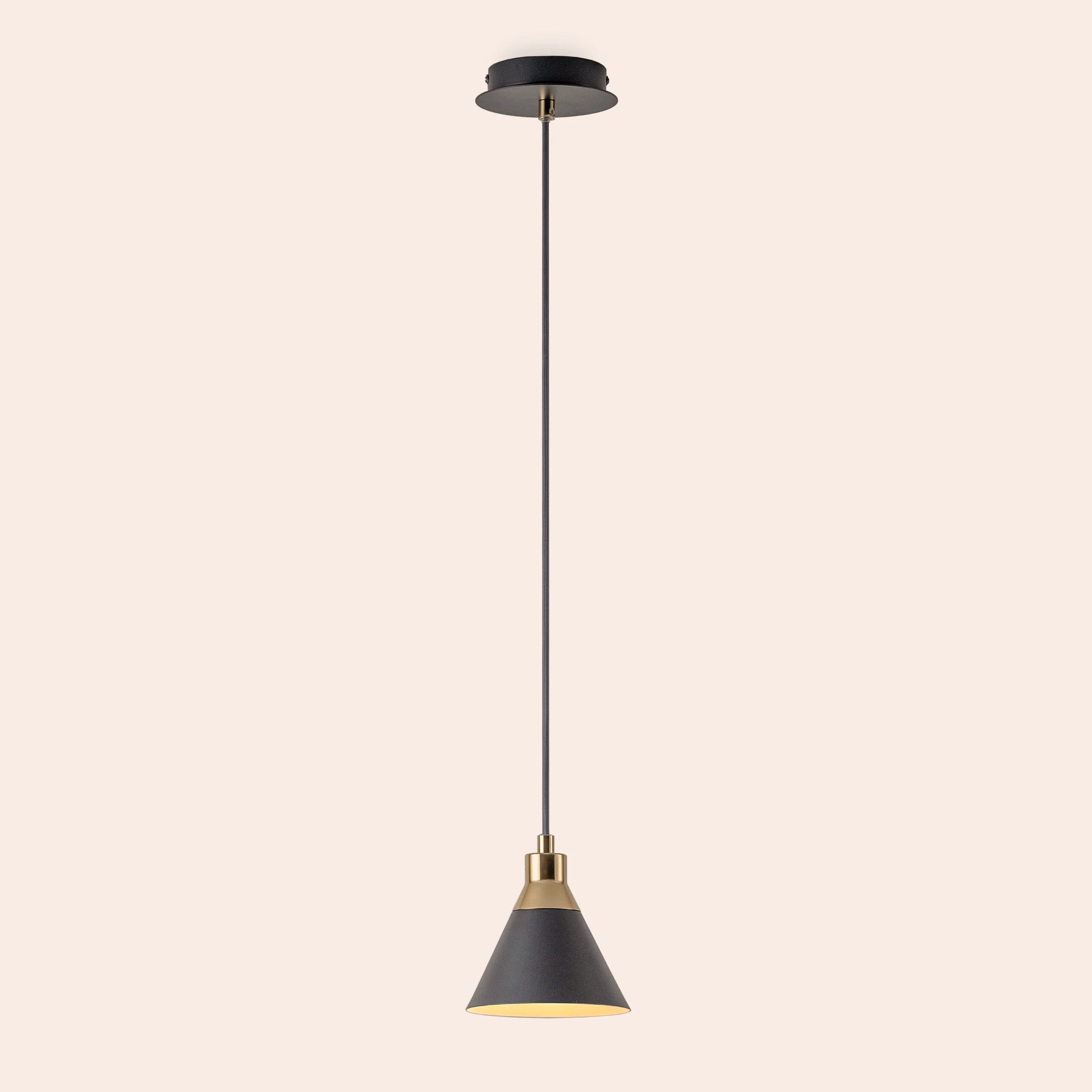 Charcoal grey cone pendant ceiling light - Miola