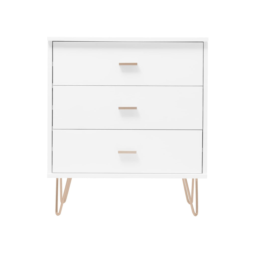 Monroe Solid Wood White Chest of 3 Drawers - Miola