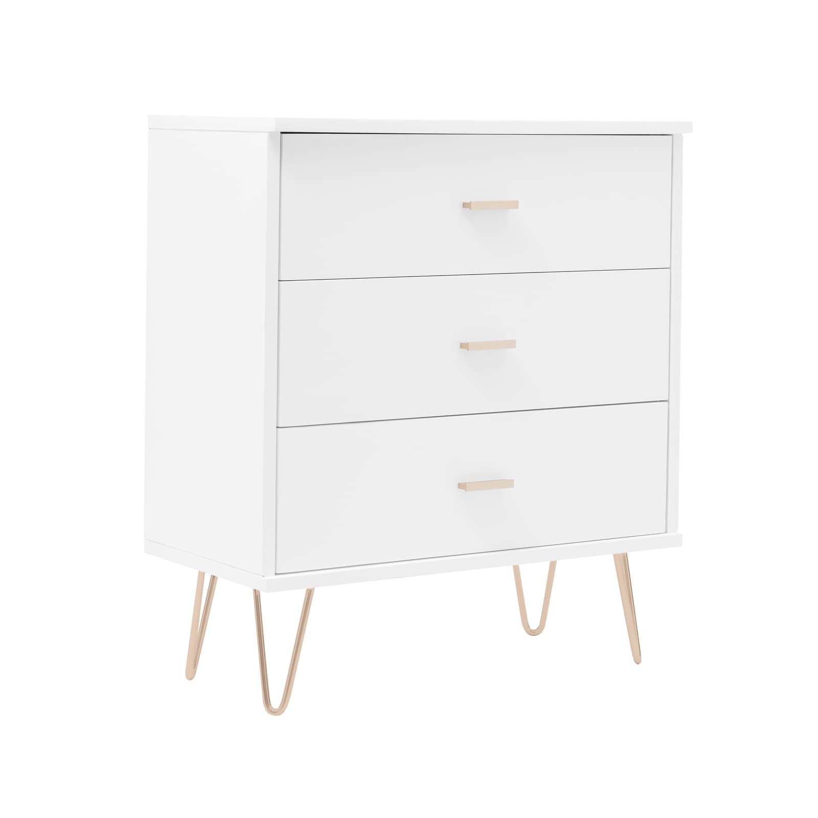 Monroe Solid Wood White Chest of 3 Drawers - Miola