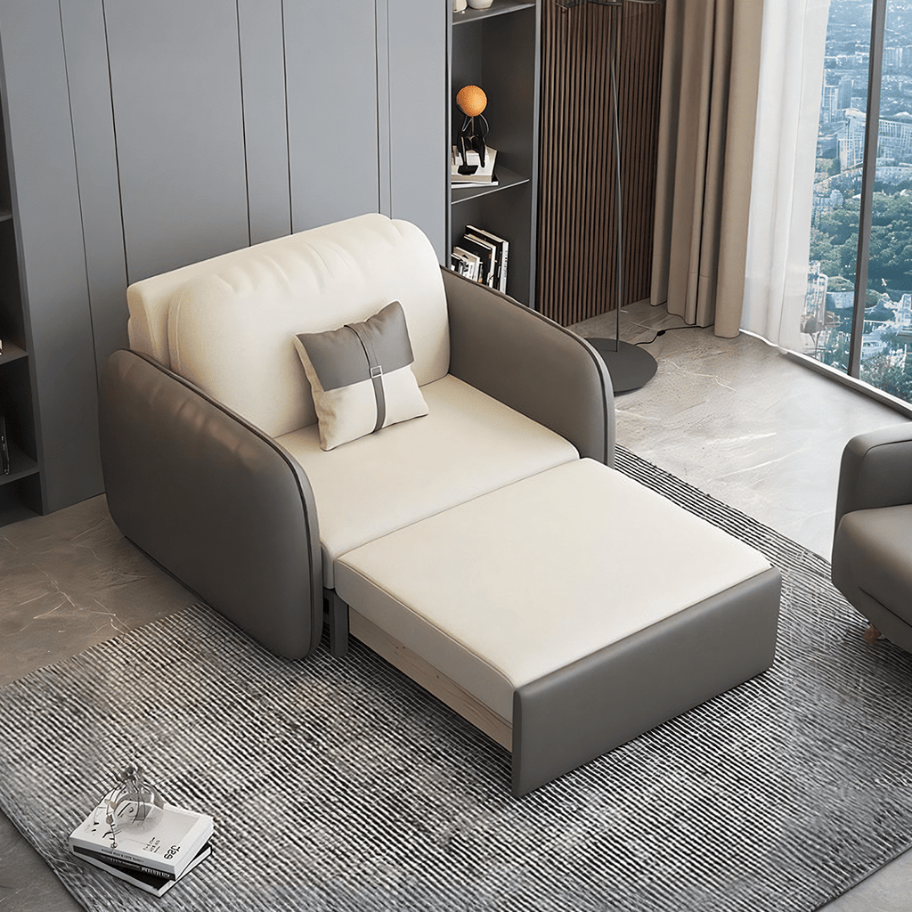 Caio Single Sofa Bed, Leathaire - Miola