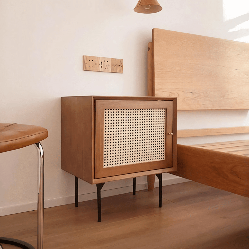 Cane Bedside Table, Natural Rattan & Wood - Miola