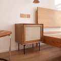 Cane Bedside Table, Natural Rattan & Wood - Miola