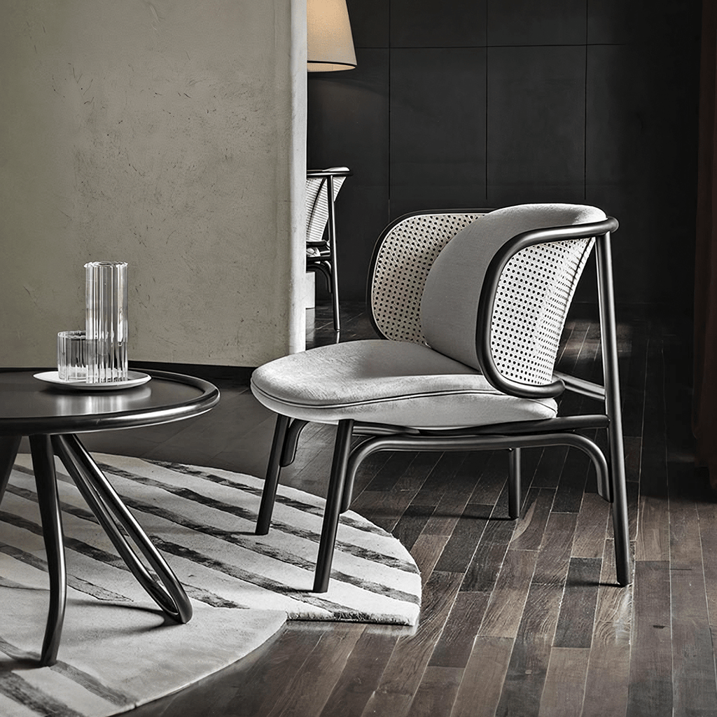Cane Rattan Armchair, Grey Linen - Miola