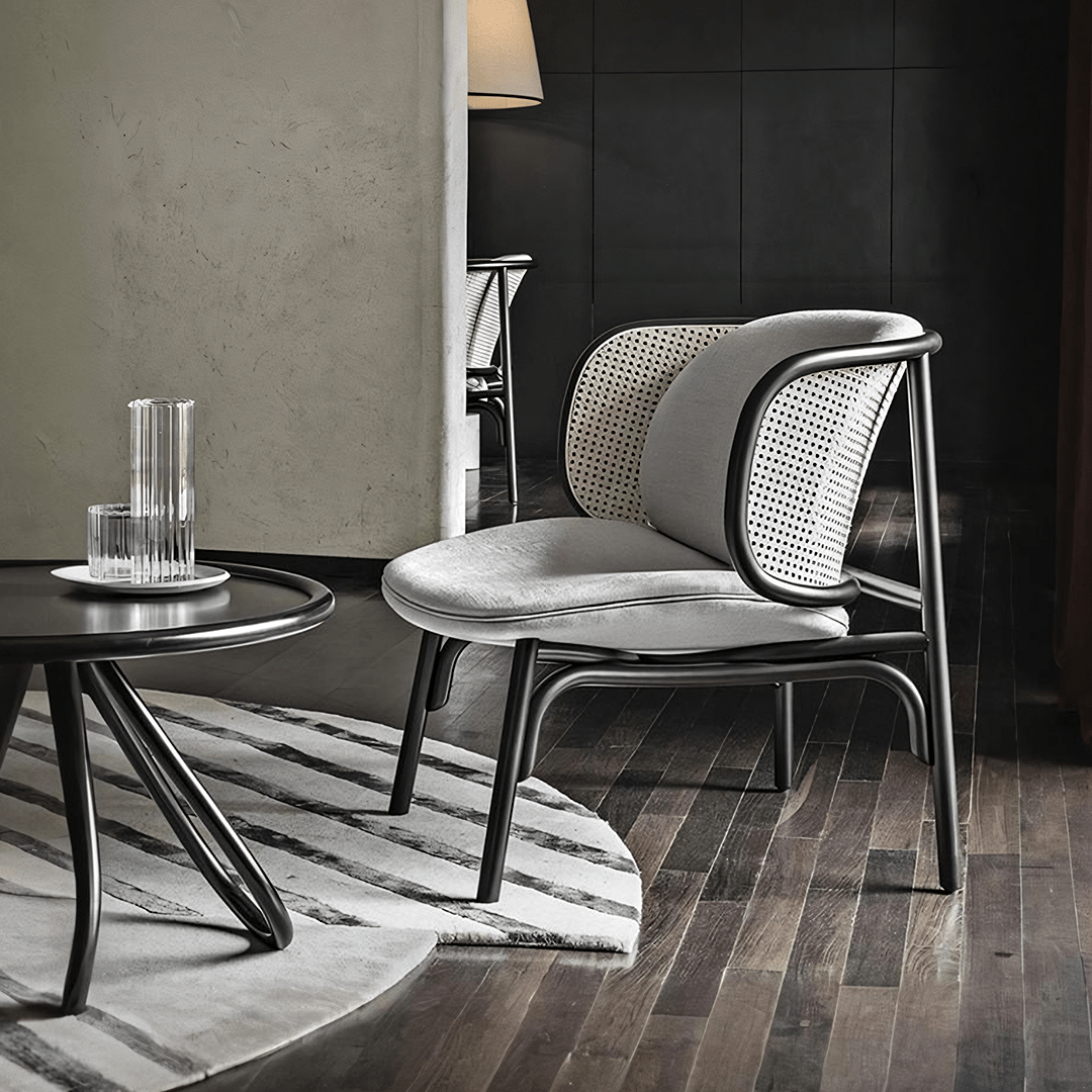 Cane Rattan Armchair, Grey Linen - Miola