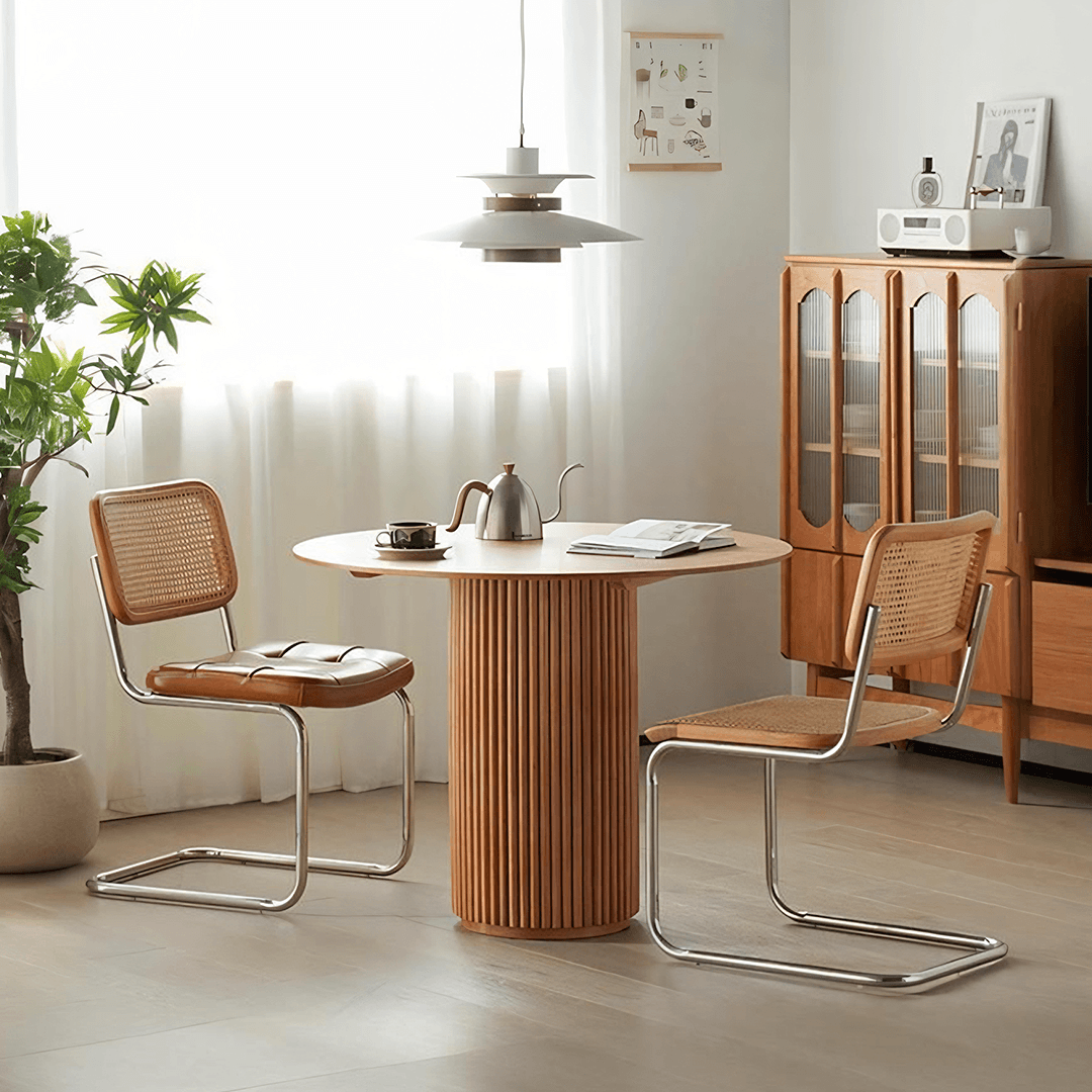 Cane Round Dining Table, Oak - Miola