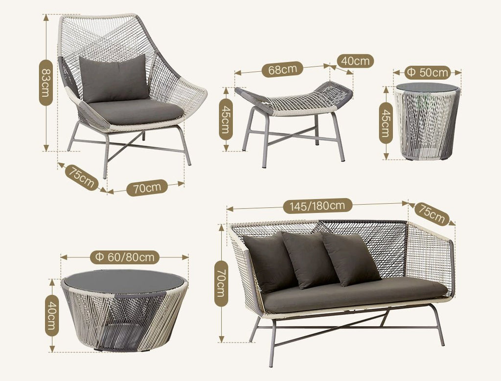 Carmean Rattan Chair and Footstool, Outdoor - Miola