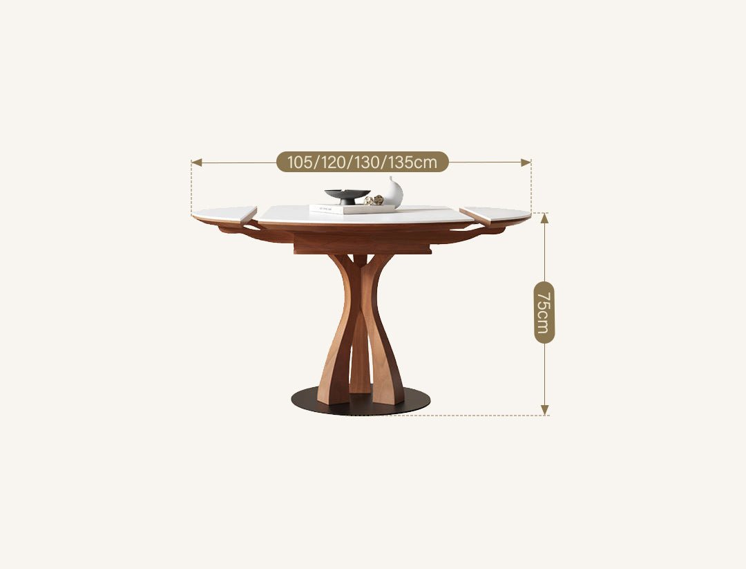 Caruso Round Extending Dining Table, Sintered Stone, White - Miola