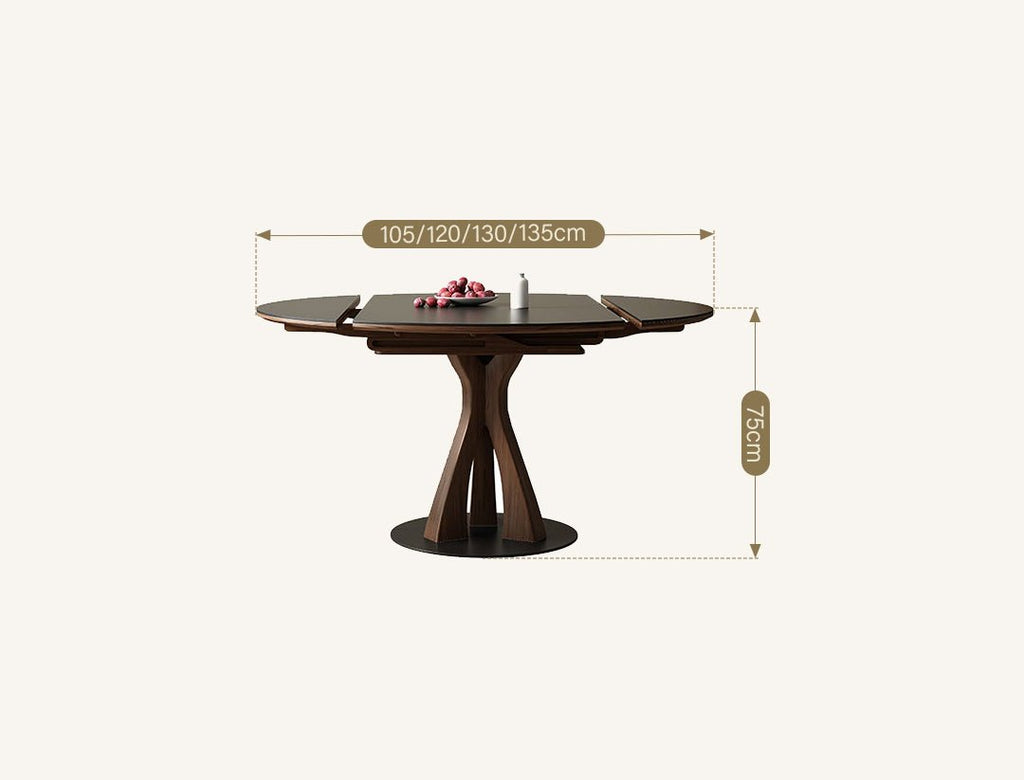 Caruso Round Folding Dining Table, Sintered Stone, Black - Miola