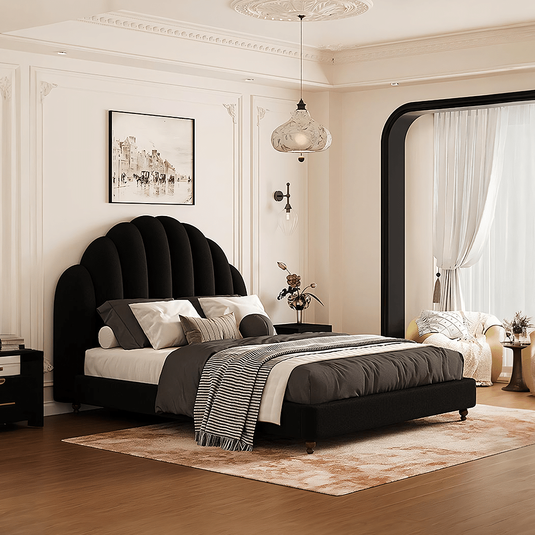 Cassian Small Double Bed, King Size Bed, Flannelette - Miola