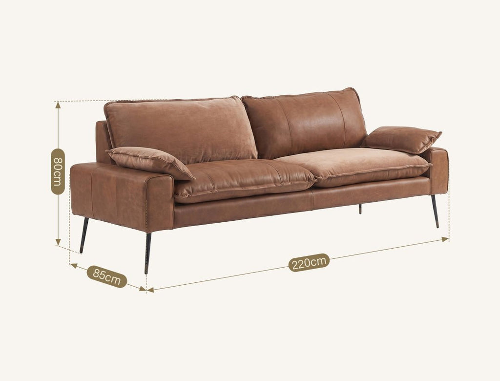 Caudill Three Seater Sofa, Leather - Miola