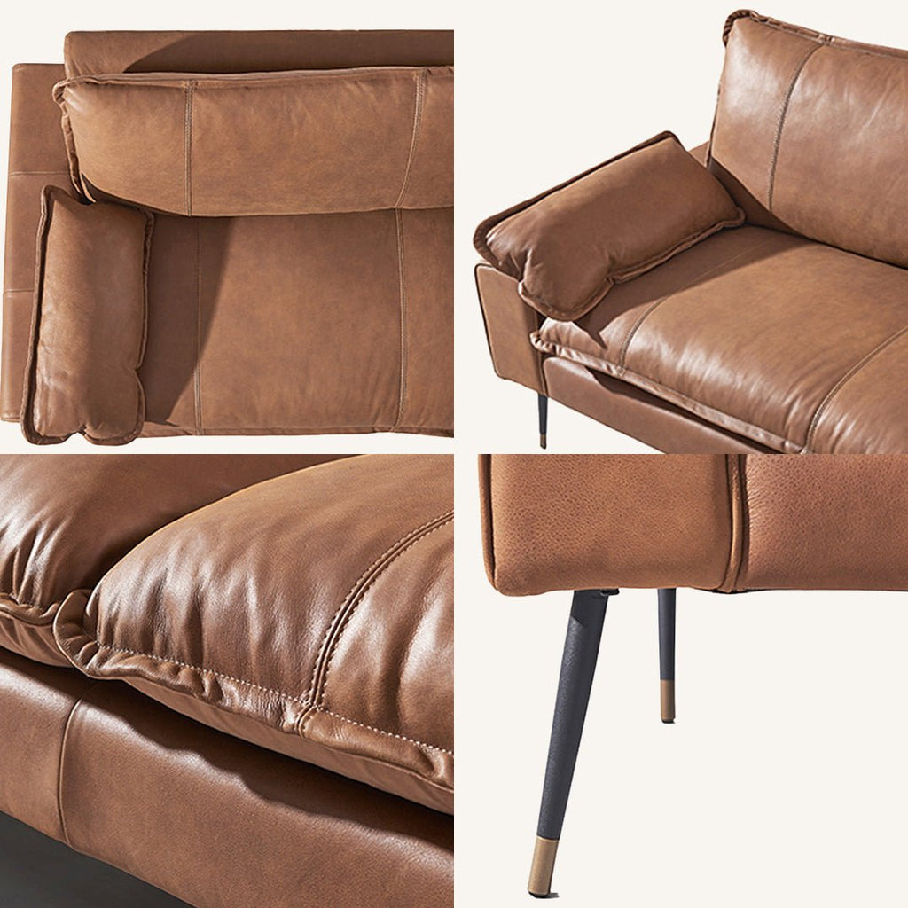 Caudill Three Seater Sofa, Leather - Miola