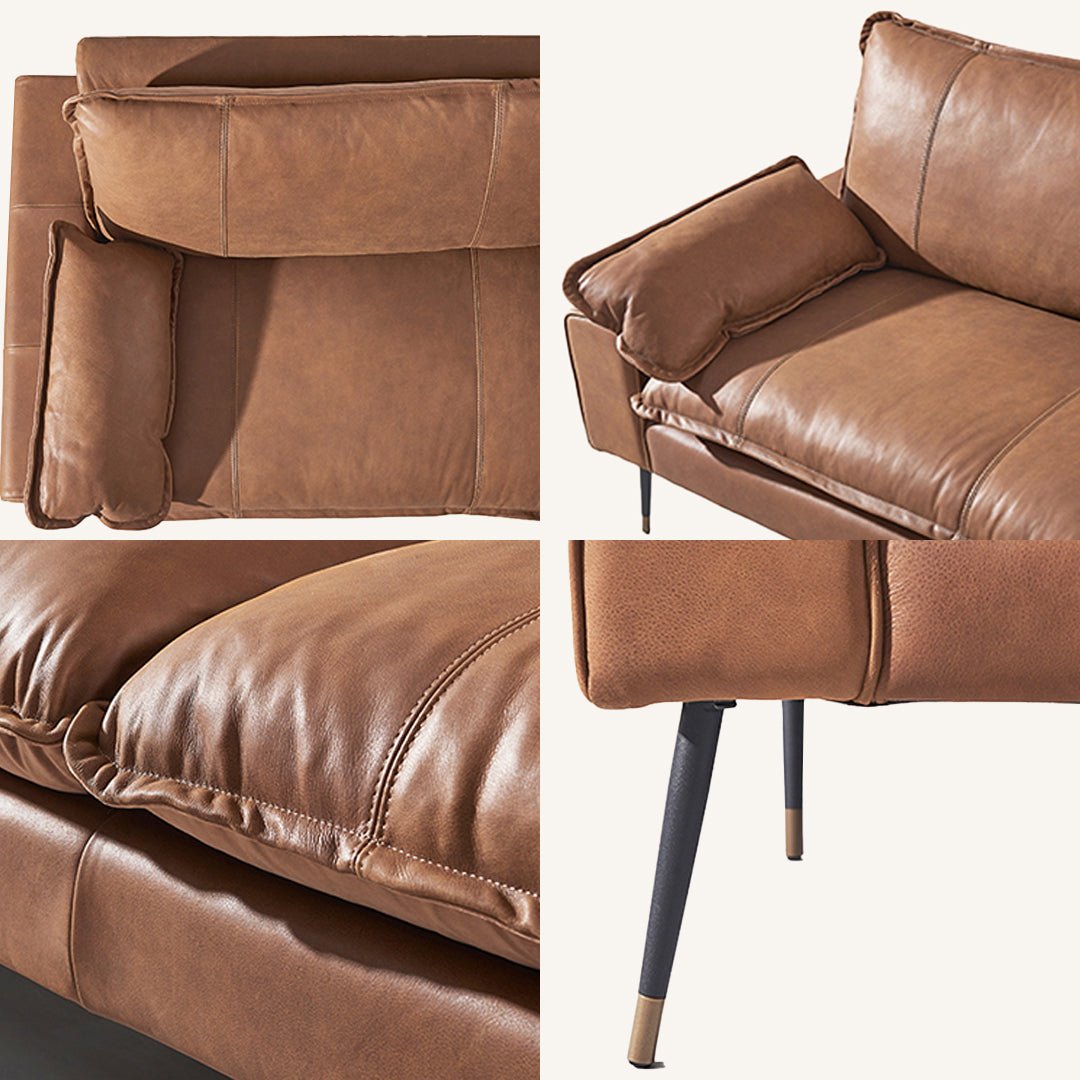 Caudill Three Seater Sofa, Leather - Miola