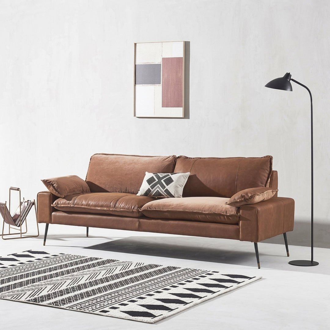 Caudill Three Seater Sofa, Leather - Miola
