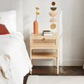 Cement Bedside Table, Light Oak - Miola