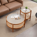 Cement Coffee Table Set, Oak - Miola