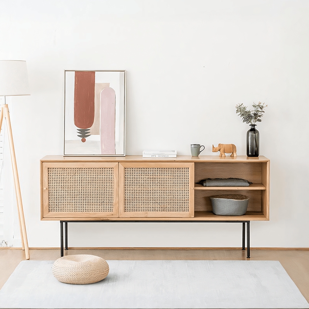 Cement Sideboard / TV Stand, Light Oak - Miola