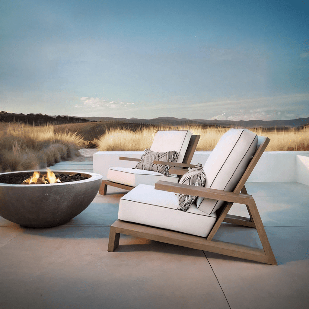 Chandler Oak Lounge Chair And Ottoman, Outdoor Armchair - Miola