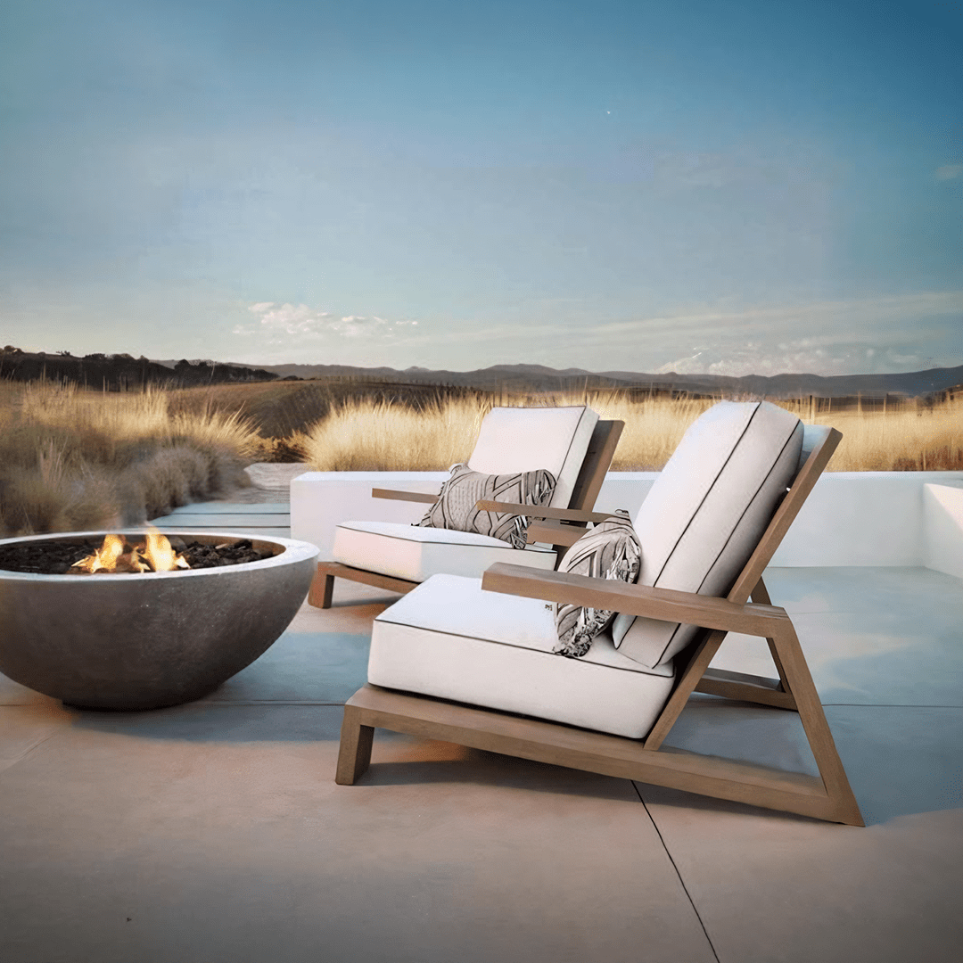 Chandler Oak Lounge Chair And Ottoman, Outdoor Armchair - Miola