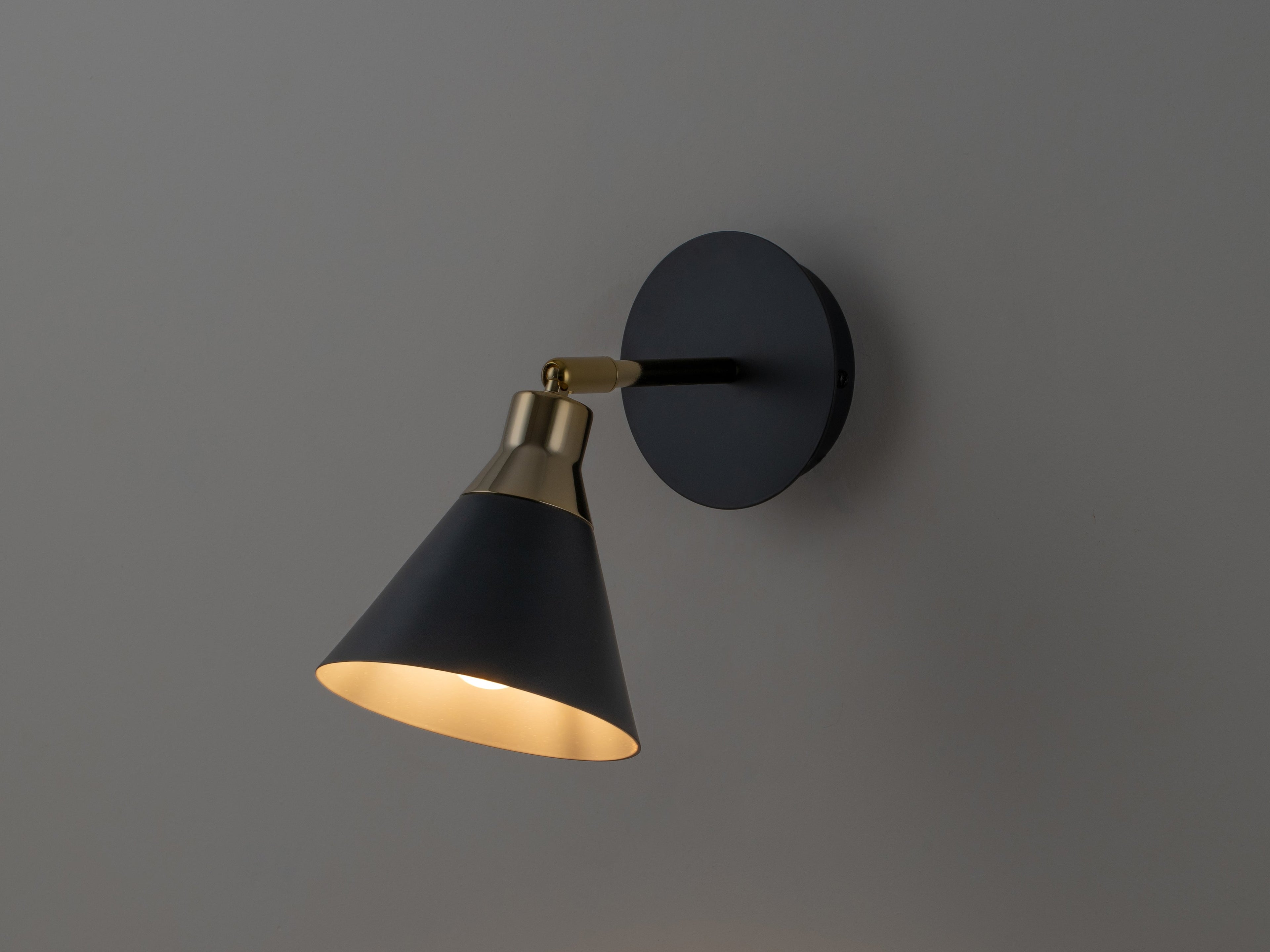 Charcoal grey cone wall light - Miola