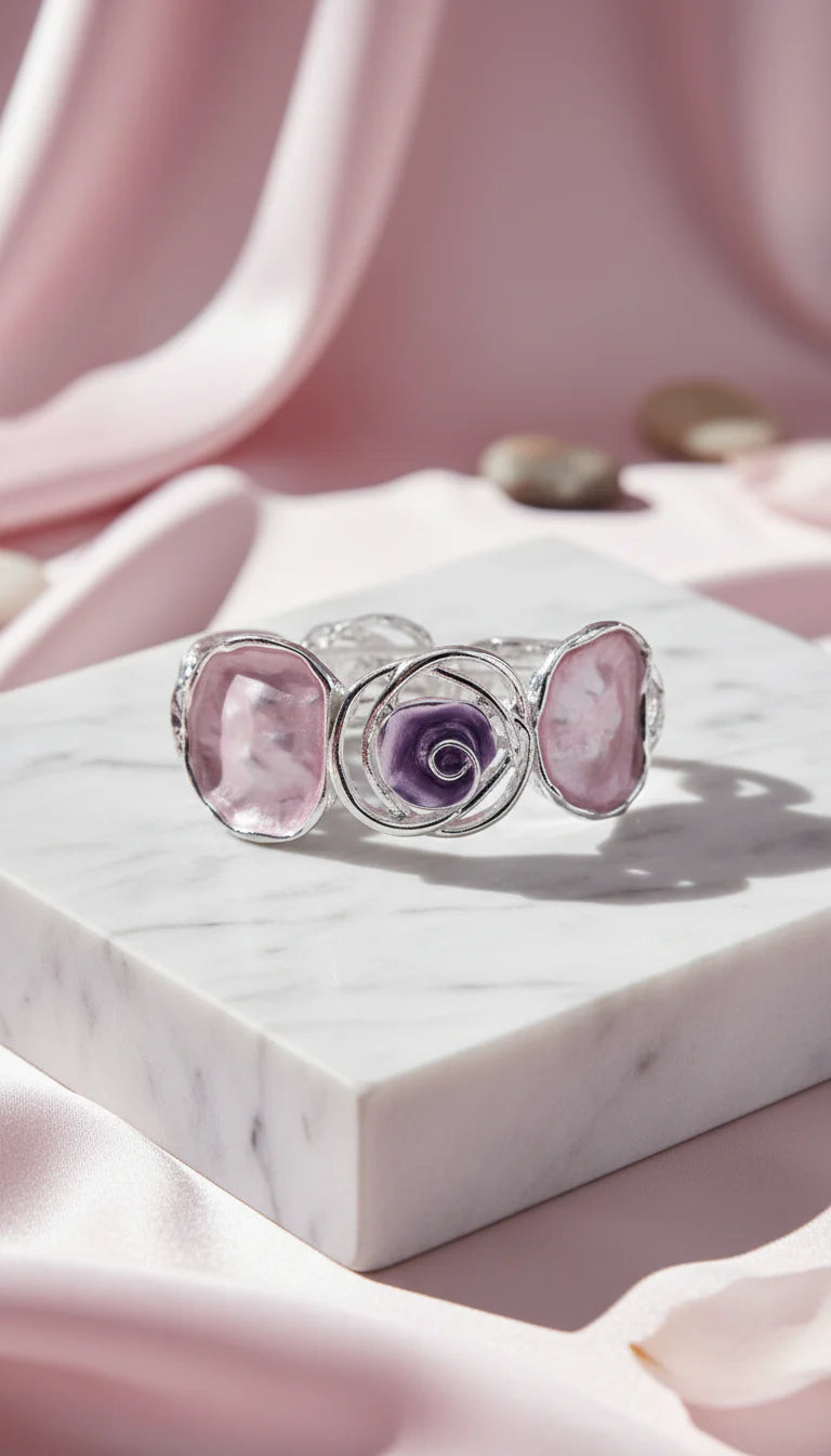 Abstract Rose Flower Stretchy Bracelet