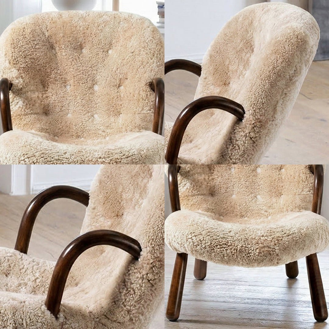 Classic Clam Armchair & Footstool, Boucle - Miola