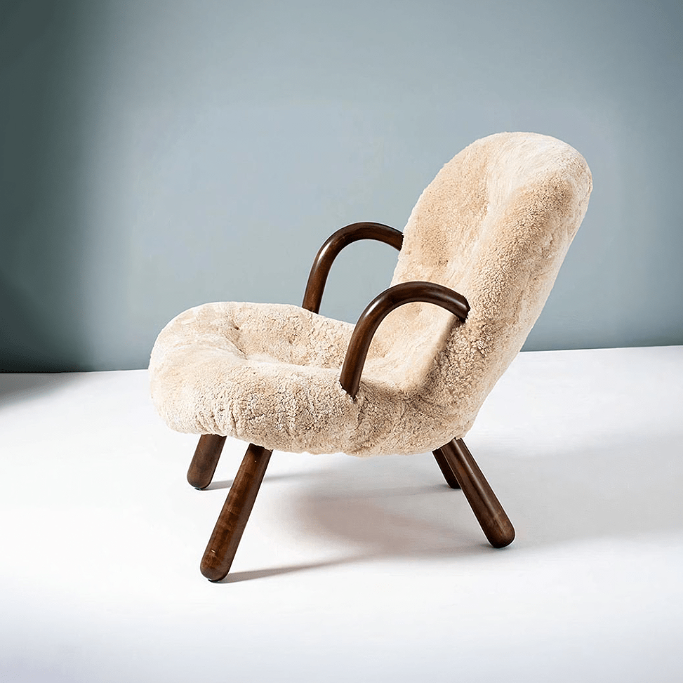 Classic Clam Armchair & Footstool, Boucle - Miola