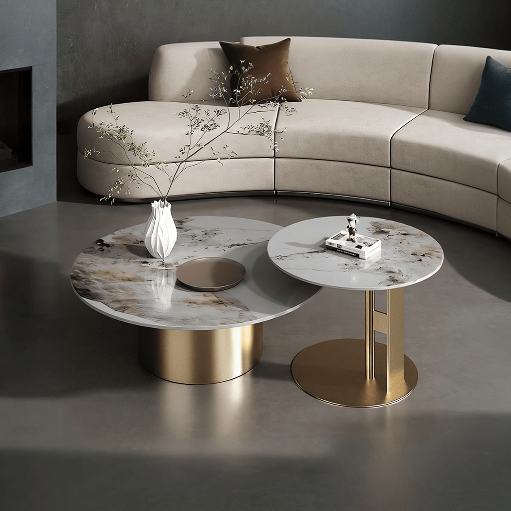 Coar Nesting Coffee Table Set, Gold & Grey - Miola