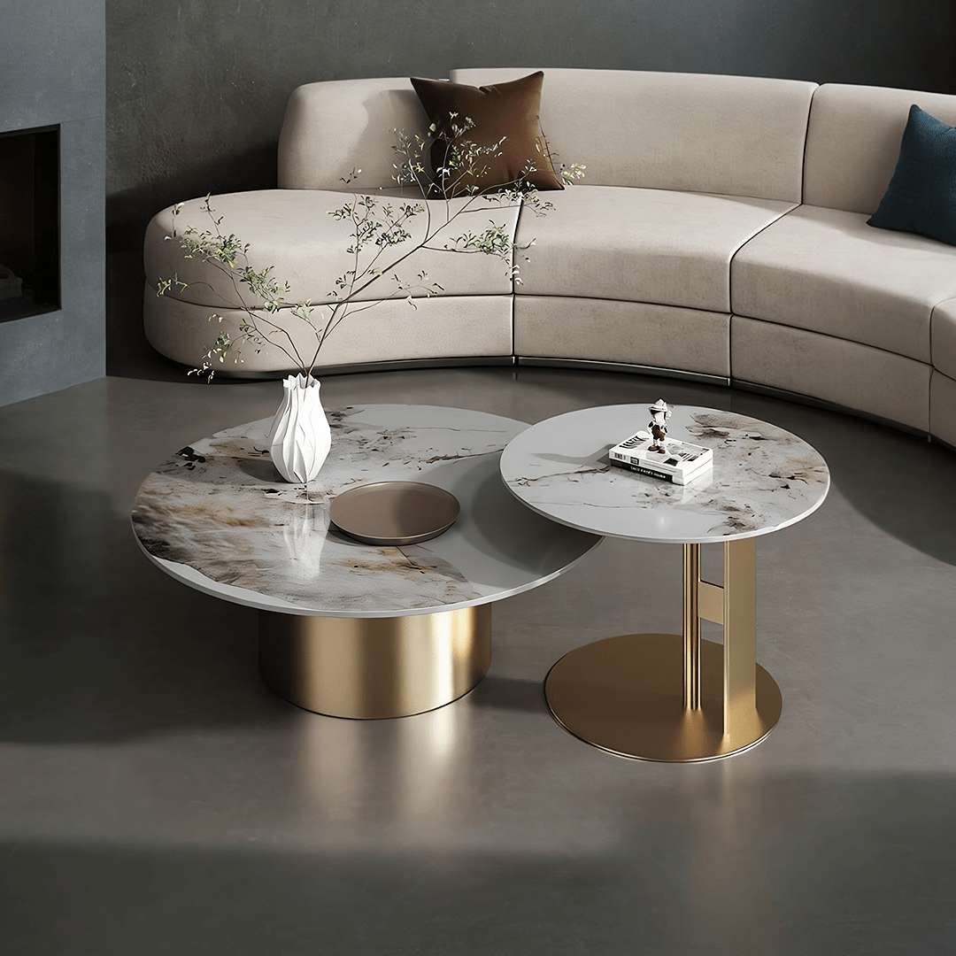 Coar Nesting Coffee Table Set, Gold & Grey - Miola