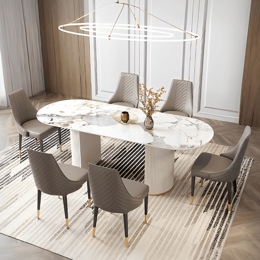 Costanza Dining Table, Sintered Stone, White - Miola