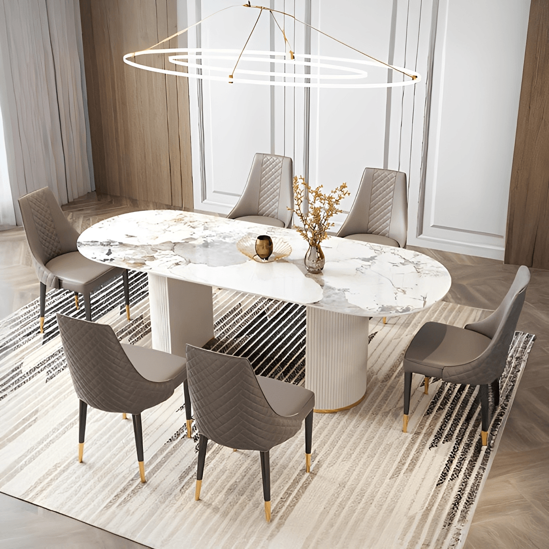 Costanza Dining Table, Sintered Stone, White - Miola