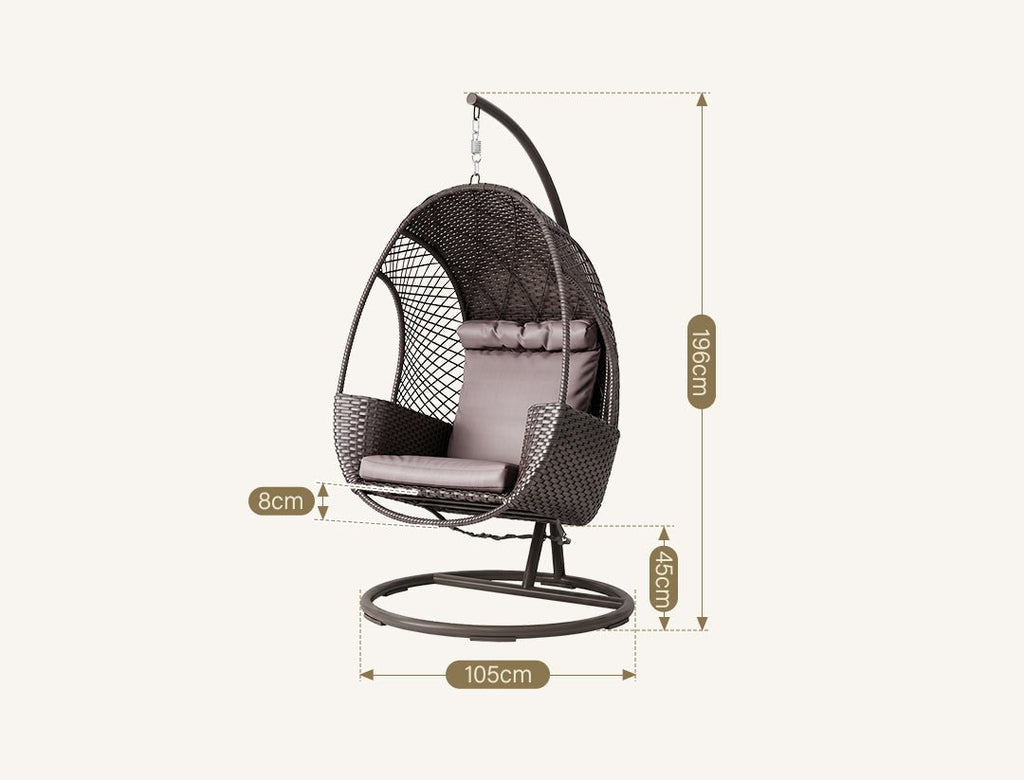 Cottle Rattan Garden Hanging Egg Chair with Stand, Indoor/ Outdoor Furniture - Miola