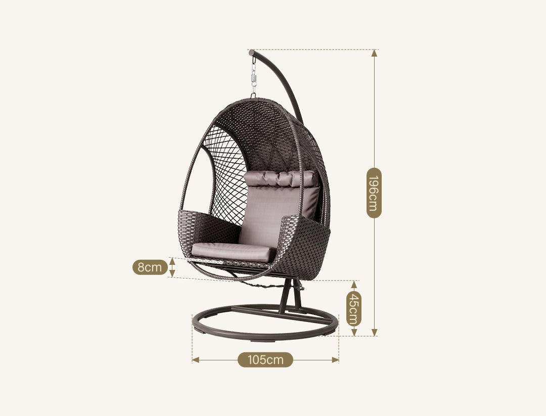 Cottle Rattan Garden Hanging Egg Chair with Stand, Indoor/ Outdoor Furniture - Miola