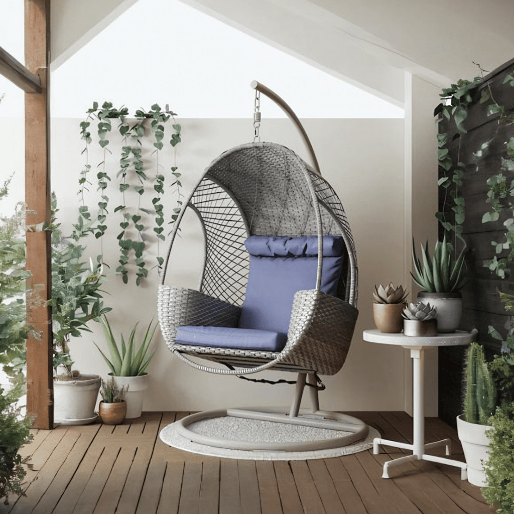Cottle Rattan Garden Hanging Egg Chair with Stand, Indoor/ Outdoor Furniture - Miola