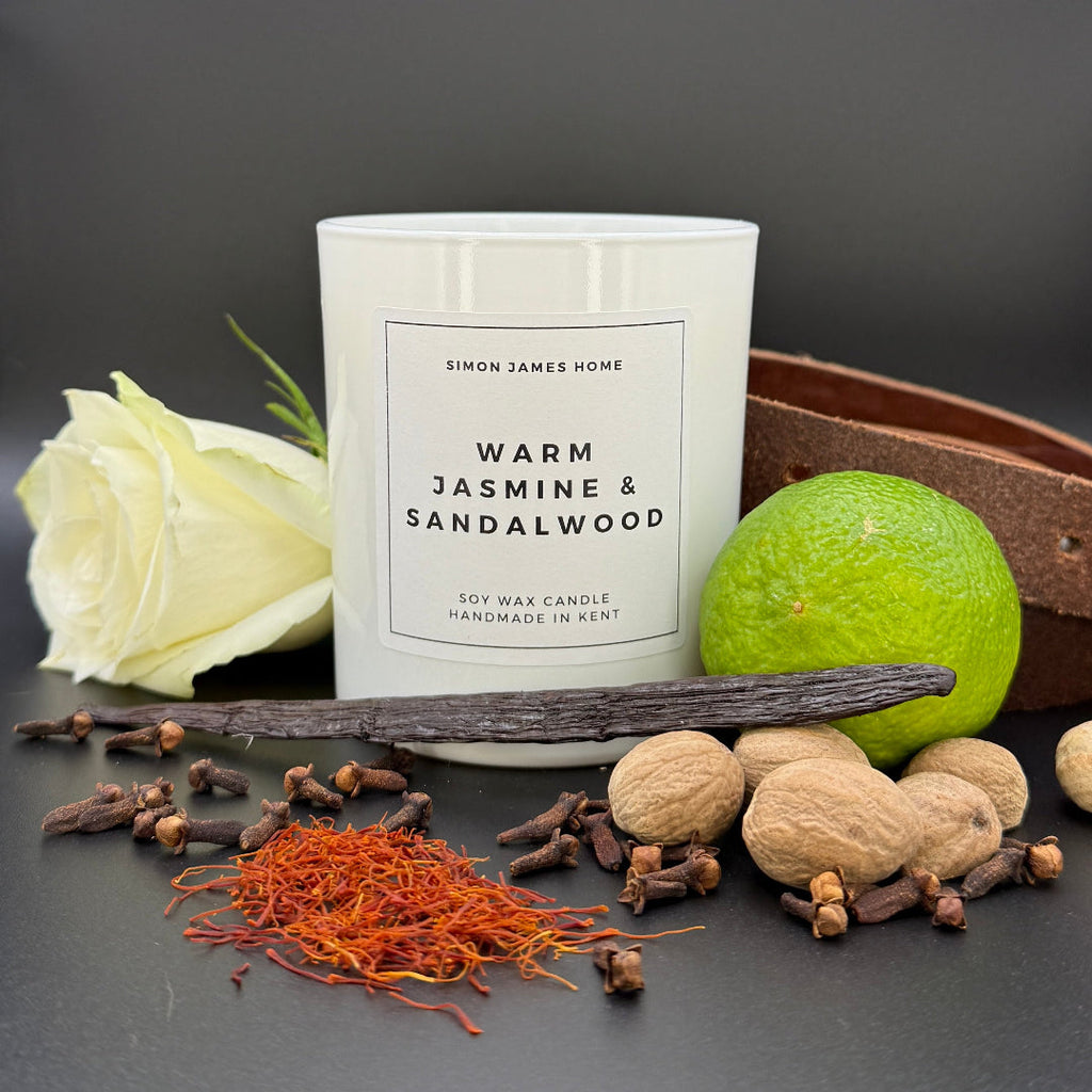 Warm Jasmine & Sandalwood Candle - Handmade Soy Wax