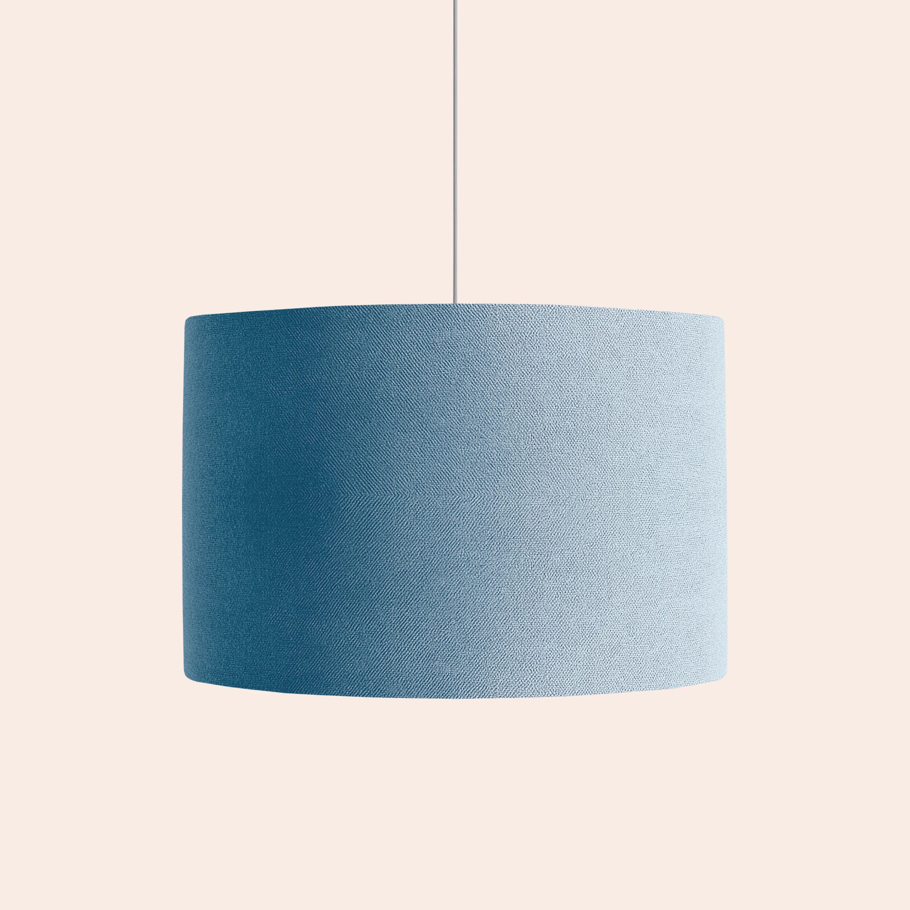 Damson blue check lined drum shade - Miola